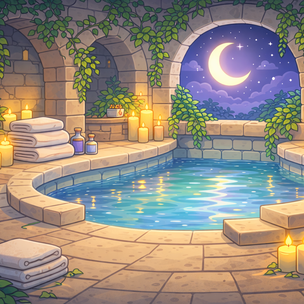 Moonlit Bathhouse